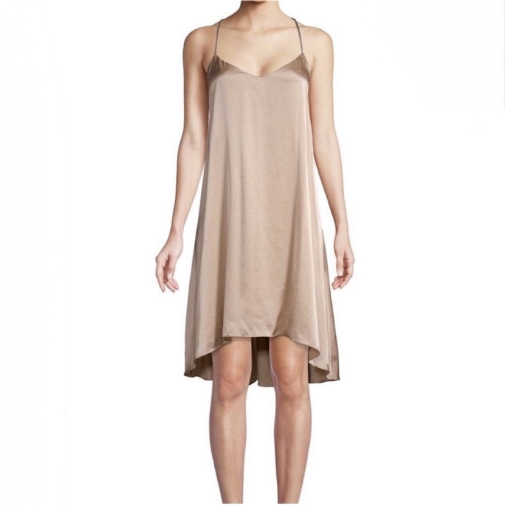 Club Monaco "Briana" 100% silk slip dress in champagne nude beige